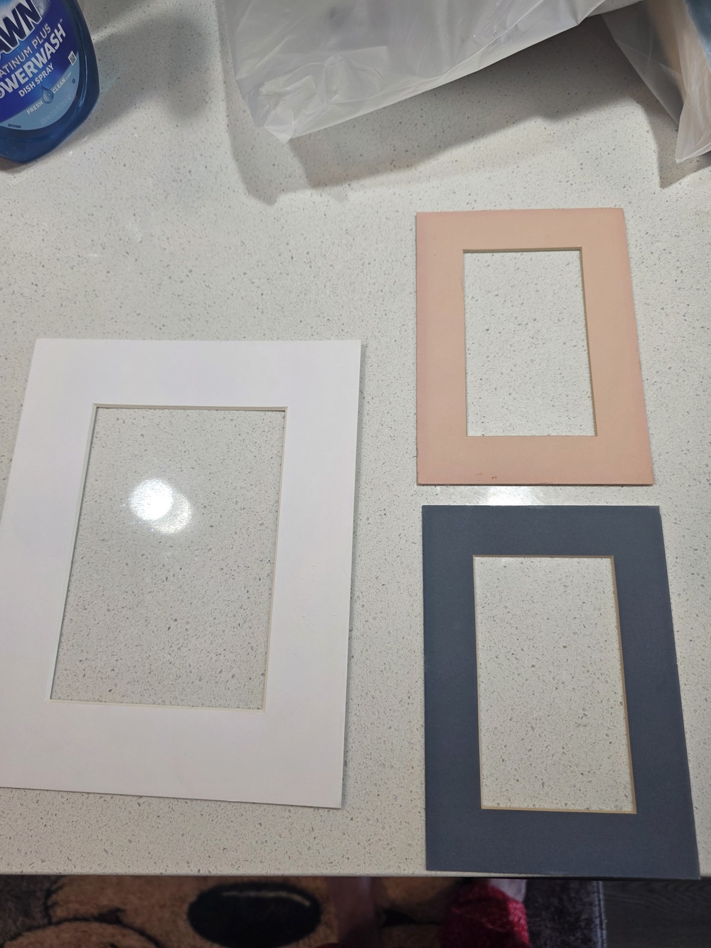 Set of 3 Photo Matboard Inserts in White, Blush Pink & Slate